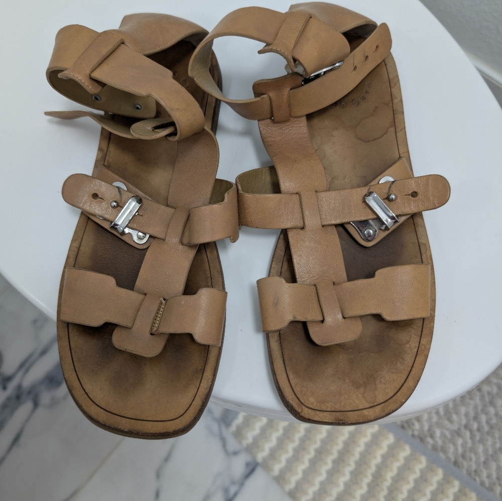 Marc Is Tan Leather Strappy Sandals